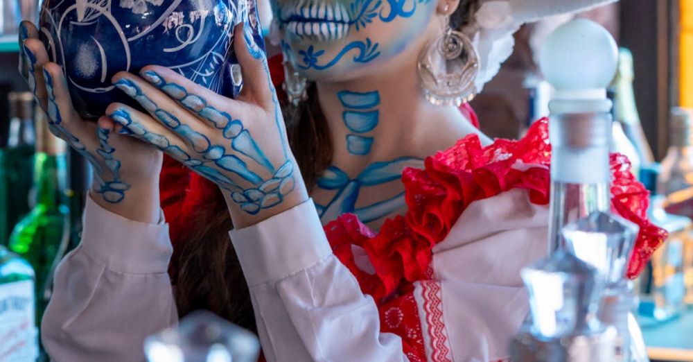 Mexico Bar - Woman in a Skull Makeup and Traditional Clothes for the Day of the Dead Celebrations in Mexico