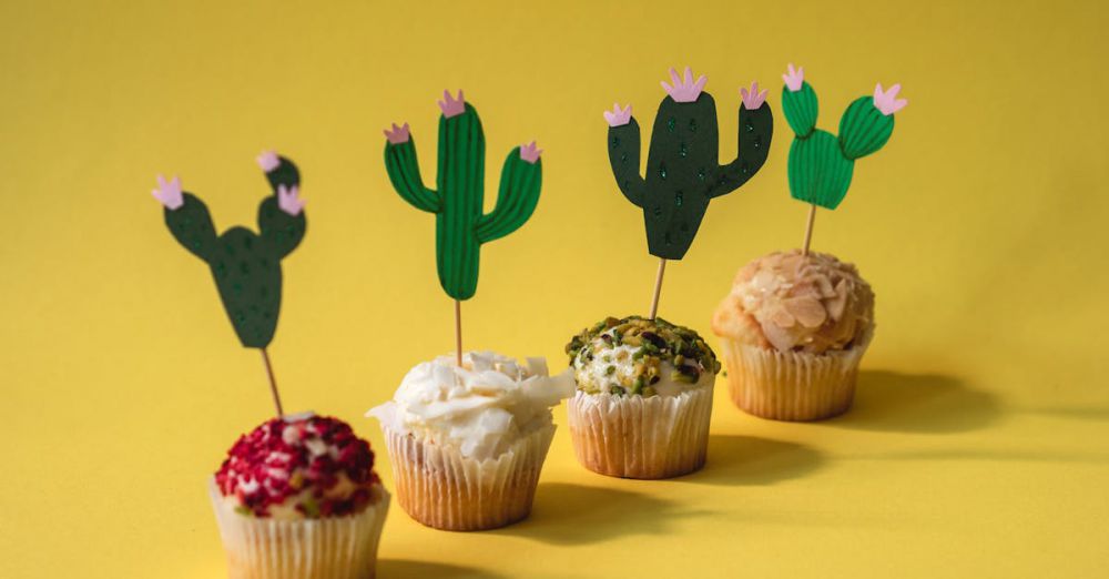Mexican Sweets - Cupcakes With Black and Green Cacti Design