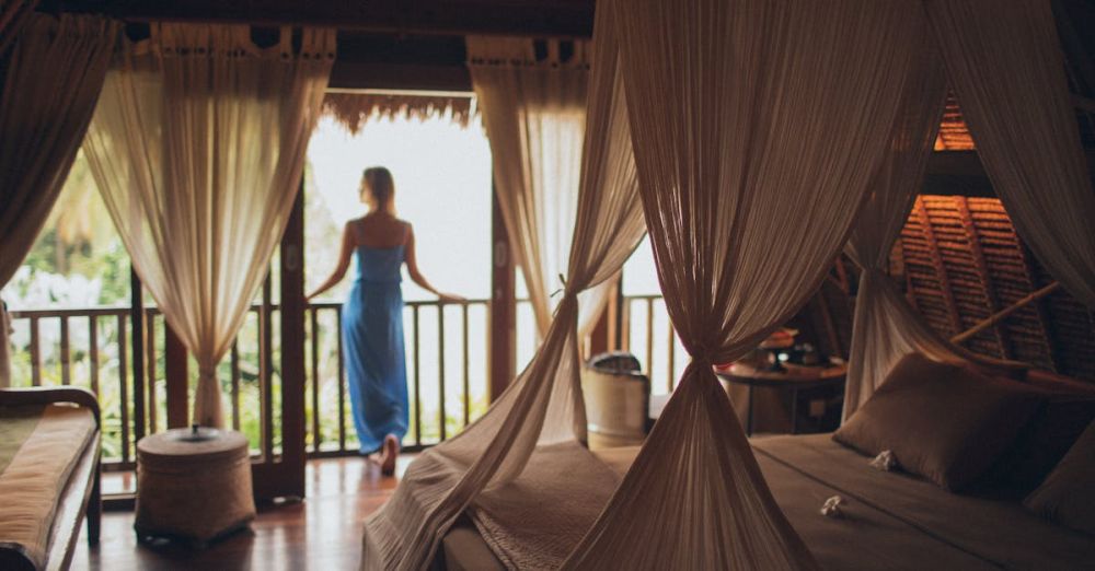 Luxury Hotel - Woman Leaning on Handrail in Room