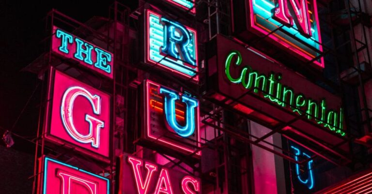 Business Hotels - Colorful Hotel Building Led Signage in Night Time