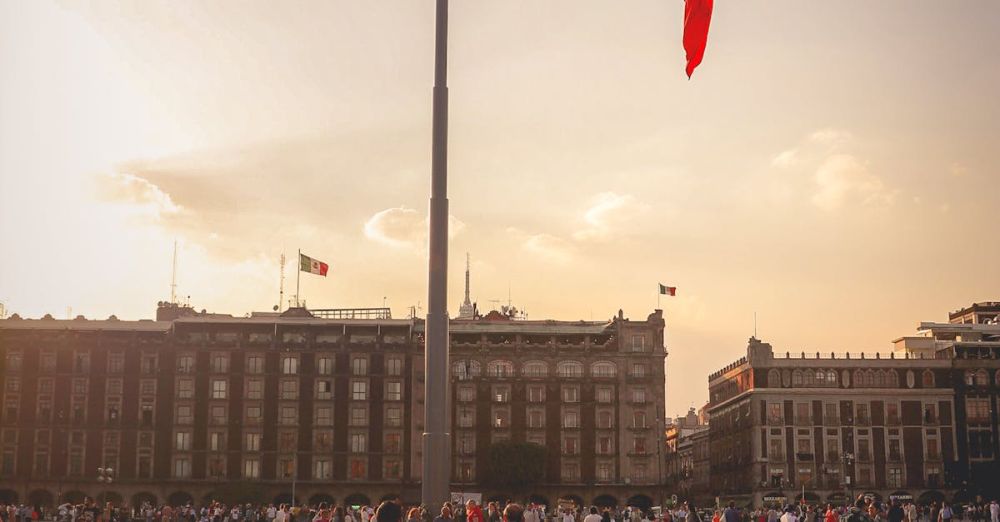 Plaza De La Constitución - Mexican Flag in the Zocalo Square in Mexico City, Mexico