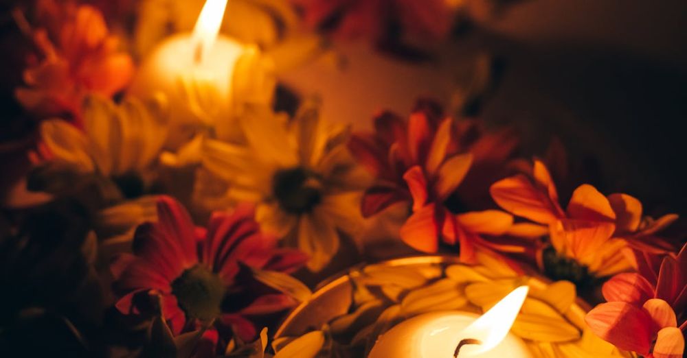 Light Festival - Lighted Candles Candles and Flowers for Diwali
